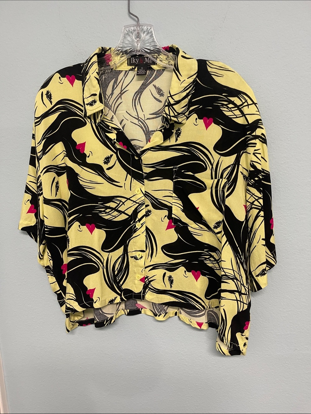 Yellow Graphic Button-Down Shirt